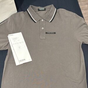 Prada Gray Polo Shirt with Black Accents